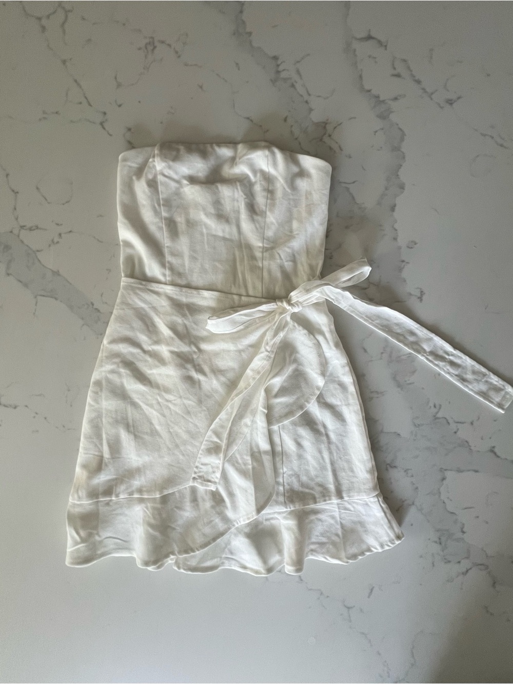 Princess Polly Strapless White Wrap Mini Dress